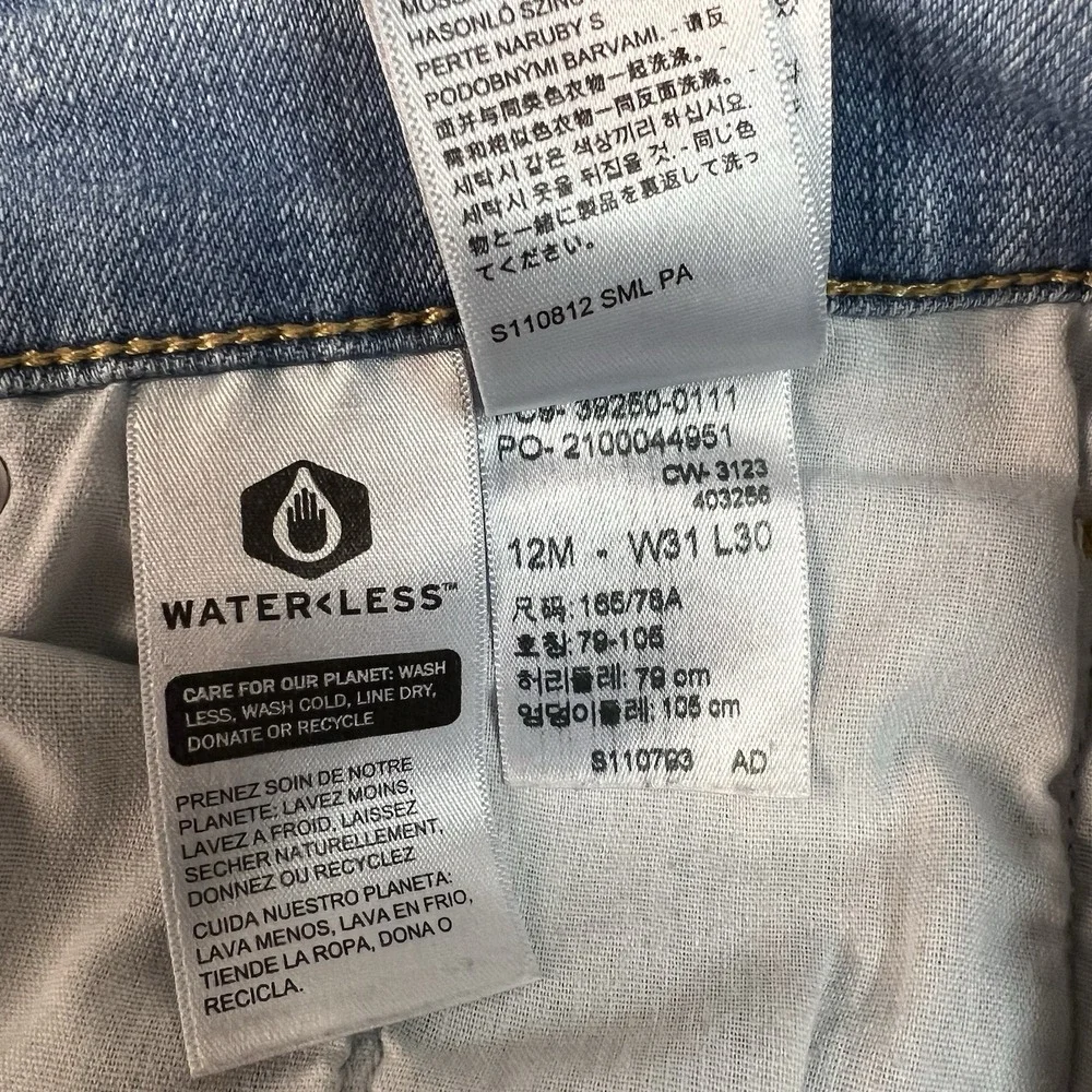 Levi's 511 Slim Fit Jeans Mens 31x30 Light Wash Waterless Denim Distressed